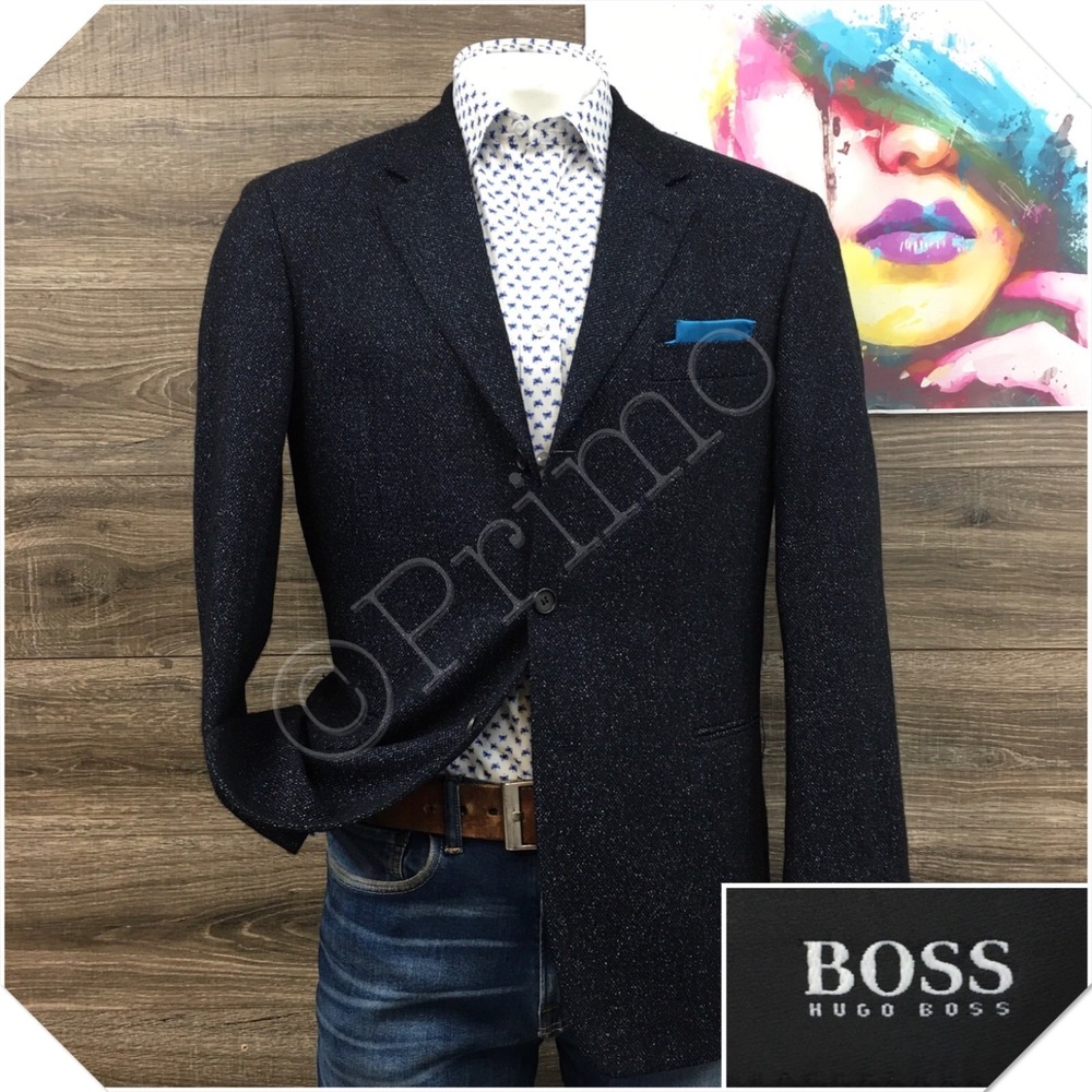 VINTAGE HUGO BOSS Men Knit Blazer Sport Coat Casual Jacket Size 40R Classic Suit